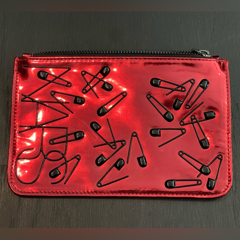 Nars Metallic Red Cosmetic Zip Bag Safety Pins
